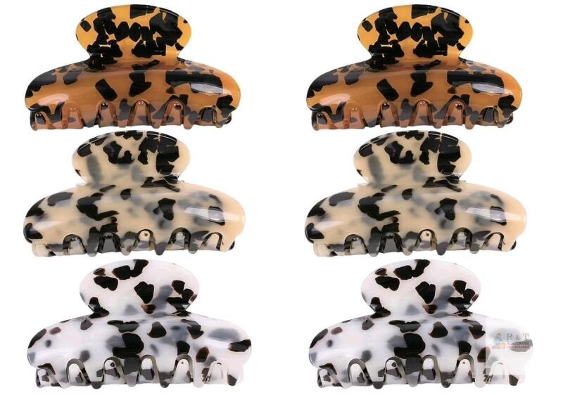 New 6PCS Hair Claw Acrylic Fashion Creative Non-Slip Jaw Clip Hair Clamp for Ladies