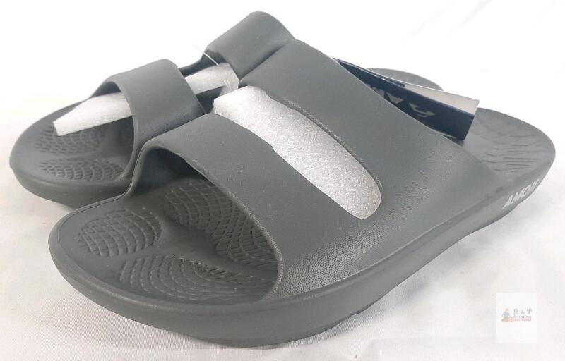 AMOJI Slide Sandals, Grey, Size 260 (US Men's 8), Special Resin, Slip-Resistant