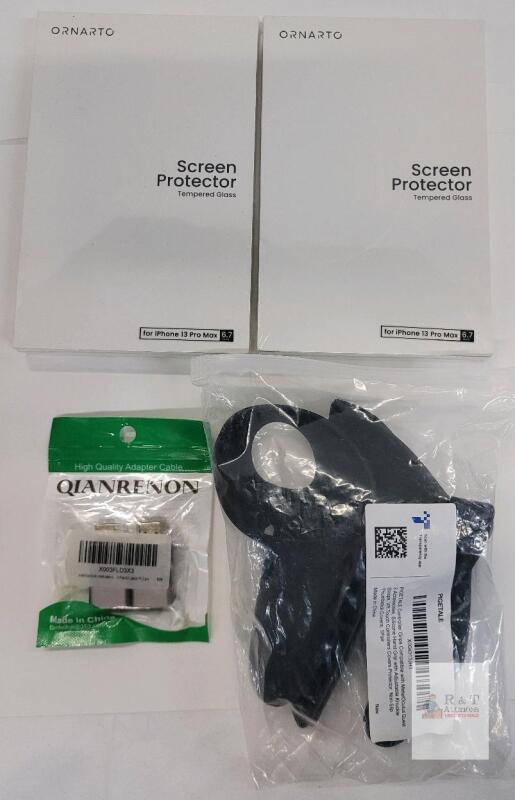 ORNARTO iPhone 13 Pro Max Screen Protectors, QIANRENON 8K HDMI Adapters, PIGETALE VR Grips Lot