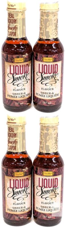 4 New Try Me LIQUID SMOKE FLAVOUR, 147ml ea [bb 02/2028] Some Slight Leakage During Transit
