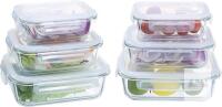 New Navaris Glass Food Storage Containers with Lids - Set of 6, Airtight & Lockable - Reusable Meal Prep Containers for Lunch, Leftovers & Picnic - Microwave, Dishwasher & Oven Ready