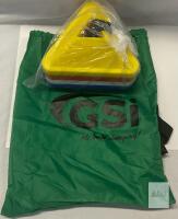 GSI Triangular Field Marker Cones Set, 4 Colors, Stackable Polyethylene, with Carry Bag