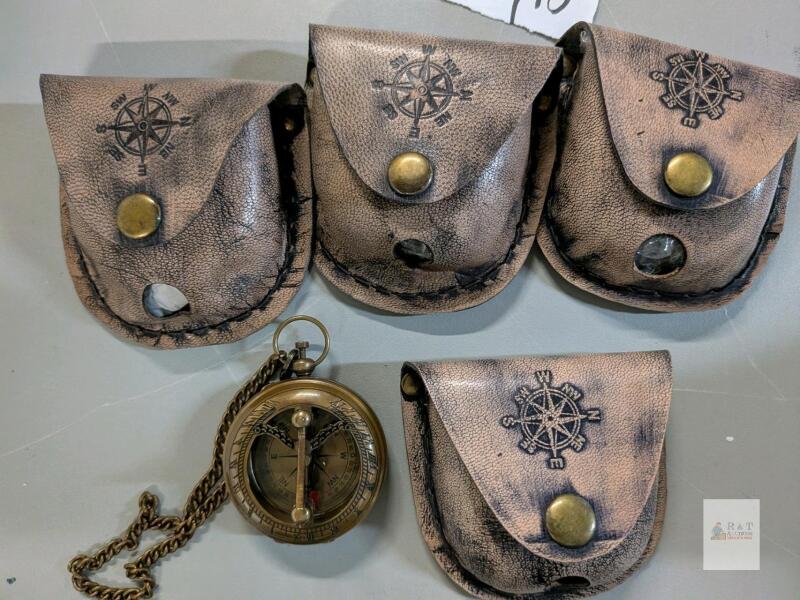 4 New Pocket Watch Style Compas and Sundial