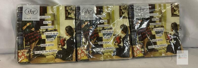 IHR Anne Taintor "Prozac" Decorative 3-Ply Paper Napkins, 10x10 in, 20ct Pack, Set of 3, Germany