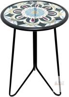 New LIFFY 12" Indoor / Outdoor Round Glass Accent Table with Metal Frame, Home Decorative Plant Stand & End Table Outside for Patio, Garden, Yard, Kitchen, Porch