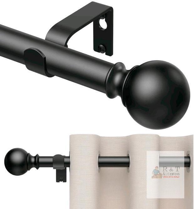 New 1 Pack Curtain Rods 170 inch, for Window, Adjustable Length Heavy Duty Diameter 7/8 inch, Modern Finials, Black