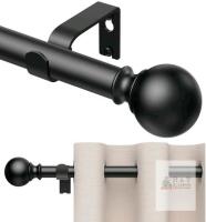 New 1 Pack Curtain Rods 170 inch, for Window, Adjustable Length Heavy Duty Diameter 7/8 inch, Modern Finials, Black