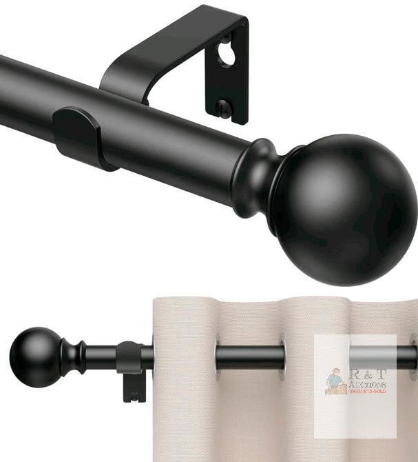 New 1 Pack Curtain Rods 170 inch, for Window, Adjustable Length Heavy Duty Diameter 7/8 inch, Modern Finials, Black