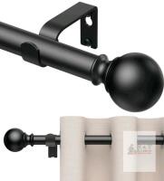 New 1 Pack Curtain Rods 170 inch, for Window, Adjustable Length Heavy Duty Diameter 7/8 inch, Modern Finials, Black