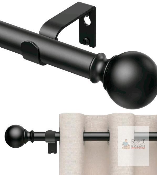 New 1 Pack Curtain Rods 170 inch, for Window, Adjustable Length Heavy Duty Diameter 7/8 inch, Modern Finials, Black
