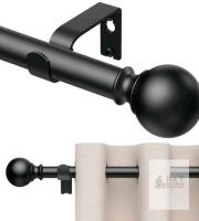 New 1 Pack Curtain Rods 170 inch, for Window, Adjustable Length Heavy Duty Diameter 7/8 inch, Modern Finials, Black