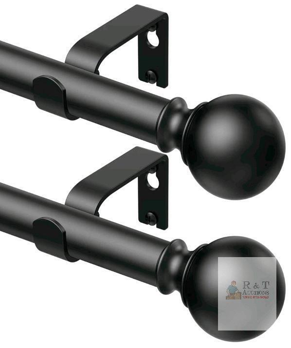 New 2 Pack Curtain Rods 92 inch, for Window, Adjustable Length Heavy Duty Diameter 7/8 inch, Modern Finials, Black