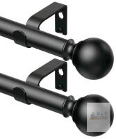 New 2 Pack Curtain Rods 92 inch, for Window, Adjustable Length Heavy Duty Diameter 7/8 inch, Modern Finials, Black