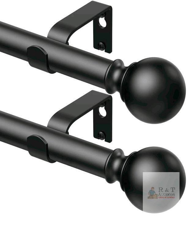 New 2 Pack Curtain Rods 92 inch, for Window, Adjustable Length Heavy Duty Diameter 7/8 inch, Modern Finials, Black