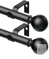 New 2 Pack Curtain Rods 92 inch, for Window, Adjustable Length Heavy Duty Diameter 7/8 inch, Modern Finials, Black