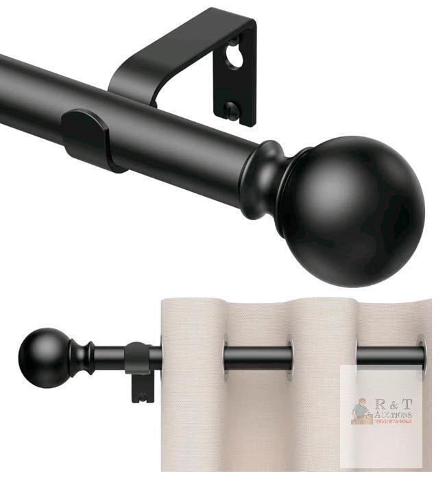 New 1 Pack Curtain Rods 128 inch, for Window, Adjustable Length Heavy Duty Diameter 7/8 inch, Modern Finials, Black