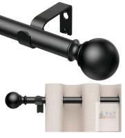 New 1 Pack Curtain Rods 128 inch, for Window, Adjustable Length Heavy Duty Diameter 7/8 inch, Modern Finials, Black