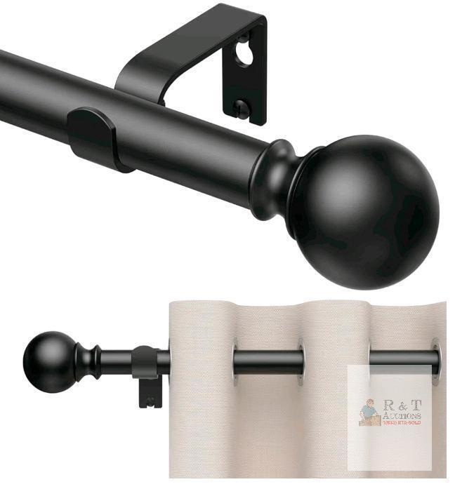 New 1 Pack Curtain Rods 128 inch, for Window, Adjustable Length Heavy Duty Diameter 7/8 inch, Modern Finials, Black