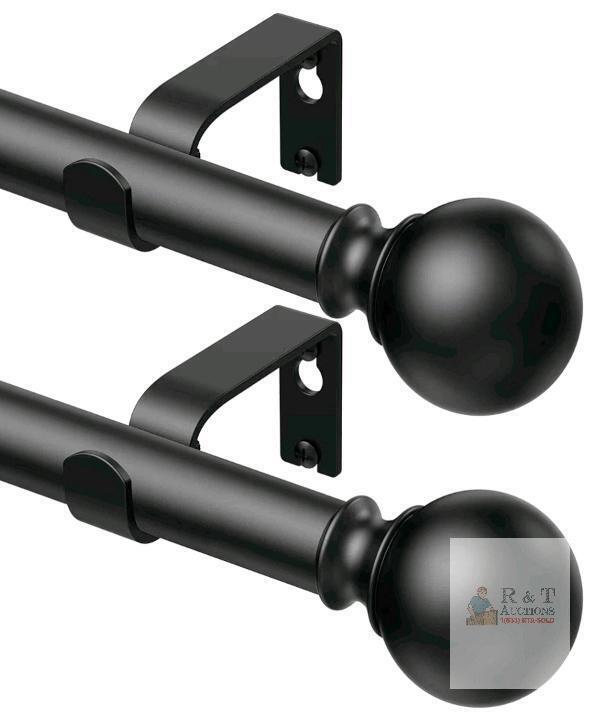 New 2 Pack Curtain Rods 92 inch, for Window, Adjustable Length Heavy Duty Diameter 7/8 inch, Modern Finials, Black