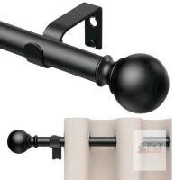 New 1 Pack Curtain Rods 200 inch, for Window, Adjustable Length Heavy Duty Diameter 7/8 inch, Modern Finials, Black