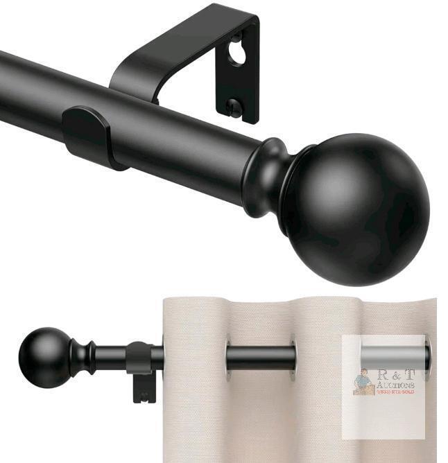 New 1 Pack Curtain Rods 200 inch, for Window, Adjustable Length Heavy Duty Diameter 7/8 inch, Modern Finials, Black