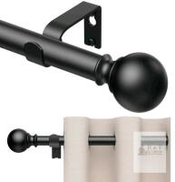 New 1 Pack Curtain Rods 200 inch, for Window, Adjustable Length Heavy Duty Diameter 7/8 inch, Modern Finials, Black