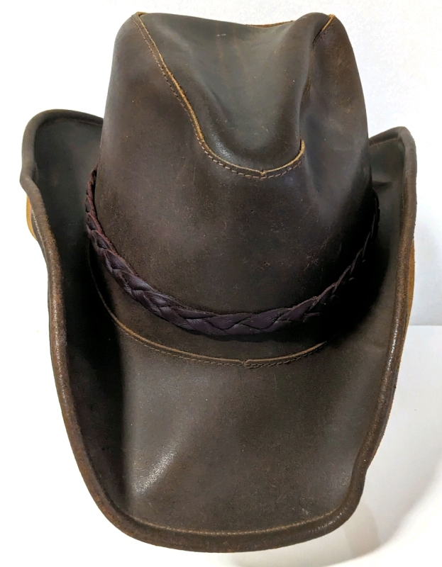 Vintage Canadian Leathercraft Leather Cowboy Hat, Made in Weston Ontario (Size XXL)