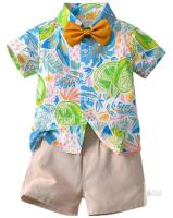 New Size 100 (4yrs) Unisex Toddler 3pc Hawaiian Outfit With Removable Bow Tie