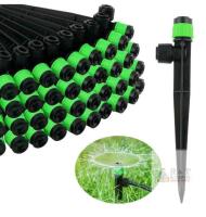 New 100PCS Drip Irrigation Emitters, Kalolary Adjustable 360 Degree Water Flow Drippers Emitters for 1/4" Drip Irrigation System Tubing, Garden Irrigation Drippers for House Flower beds