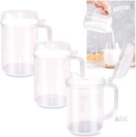New 3-Pack 650ml Child Safe for MINI Plastic Pitchers with Easy Pour Handles and Spill Resistant Lids, for Use in Educational and Home Settings to Minimize Messes