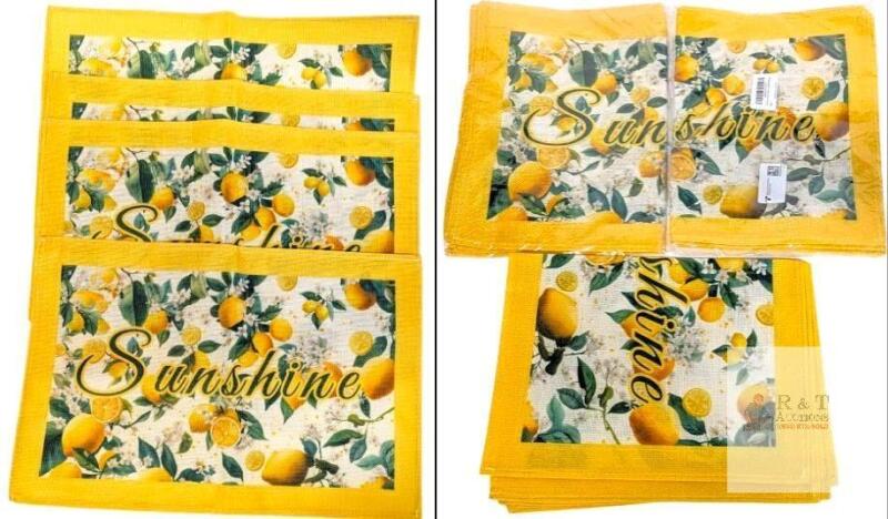 12 New Woven Summer Sunshine Lemon Placemats Country Yellow Sunshine Rustic Fruit Place Mats for Kitchen Party Dining Home Table Decor Heat-Resistant Washable 12" &times; 18" Inch - 3 Packs of 4