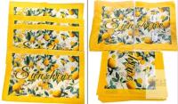 12 New Woven Summer Sunshine Lemon Placemats Country Yellow Sunshine Rustic Fruit Place Mats for Kitchen Party Dining Home Table Decor Heat-Resistant Washable 12" &times; 18" Inch - 3 Packs of 4