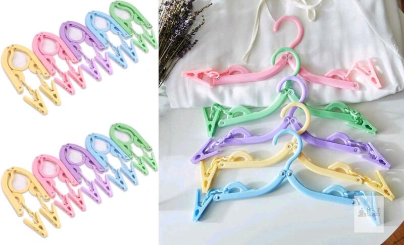 10 New Portable Folding Travel Clothes Hangers with Clips, Plastic, Non-Slip, Lightweight, Shirts, Socks, Underwear, Drying Rack, Home, Outdoor, Travel