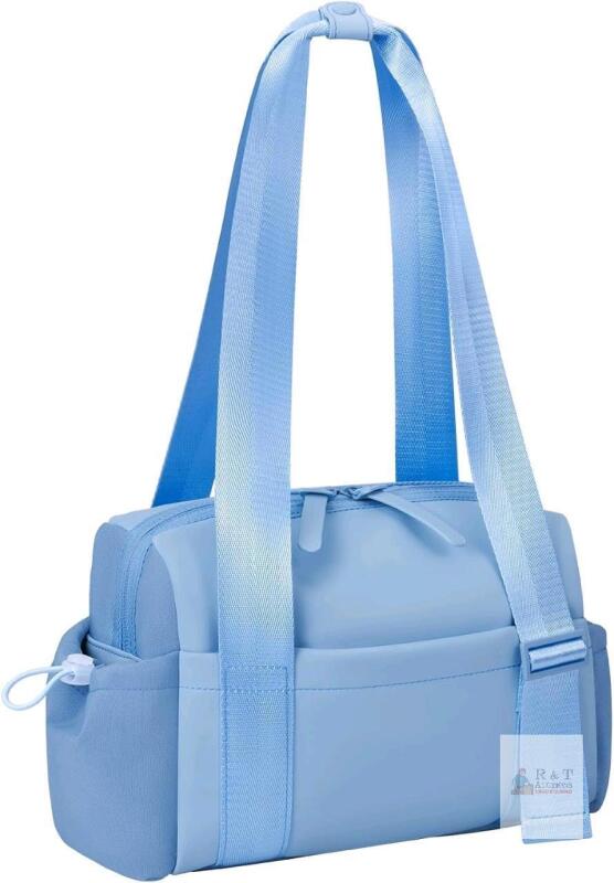 New Sky Blue Mini Gym / Diaper / Shoulder Bag With Wet Compartment, Great For Travel, Yoga, Workouts +