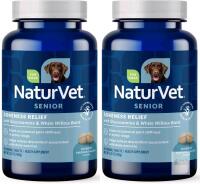 2 New NaturVet Soreness Relief Senior Supplements for Dogs, Hickory Smoked Bacon Flavor, 60 Chewable Tablets (Bb 02/2029)