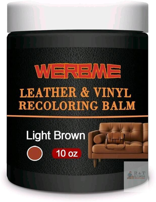 New - Light Brown 300ml / 10oz - WERBME Leather Recoloring Balm & Color Restorer - Multipurpose Dye & Paint for Faded Leather Couches, Car Seats, Shoes | Fix Scratches on Clothing, Furniture & Accessories ++