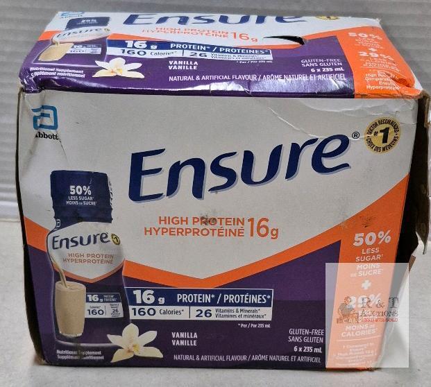Ensure High Protein Vanilla 16g, 160 Calories, 6 x 235mL, 26 Vitamins, Gluten-Free, Abbott
