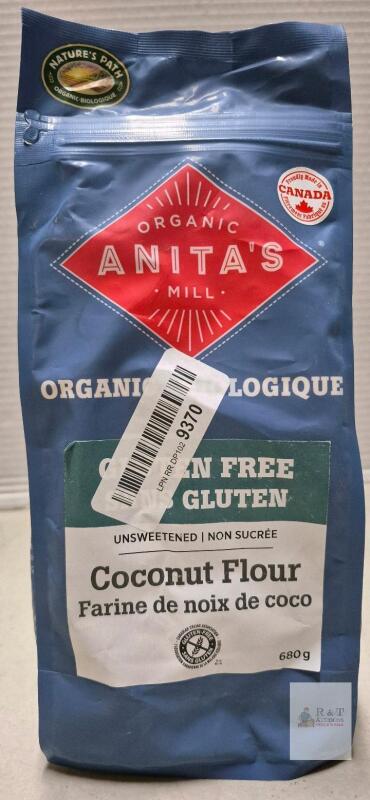 Anita&rsquo;s Mill Organic Unsweetened Coconut Flour 680g Gluten Free, Made in Canada, Sealed Pouch