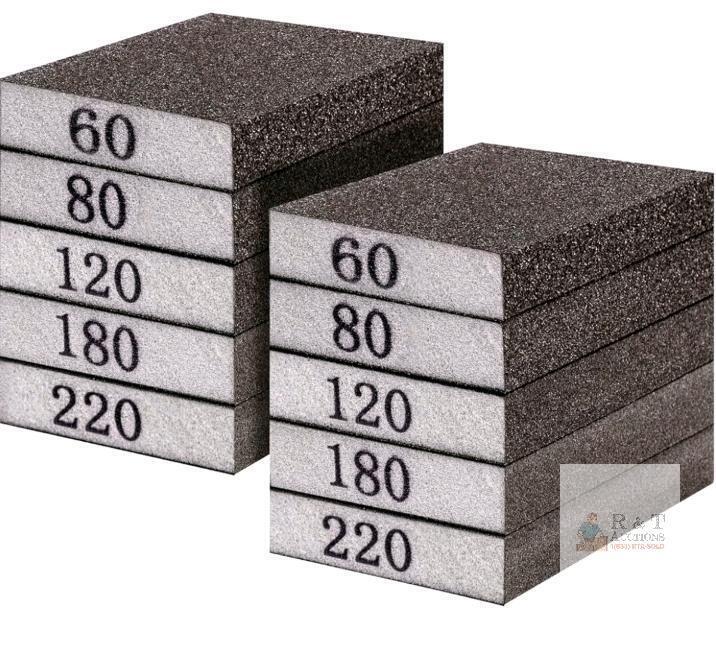 New 10 Pack Sanding Block, Sanding Sponges of 60/80/120/180/220 Grit Washable and Reusable Sandpaper Block Wet Dry Sand Paper for Wood Drywall Metal Glasses