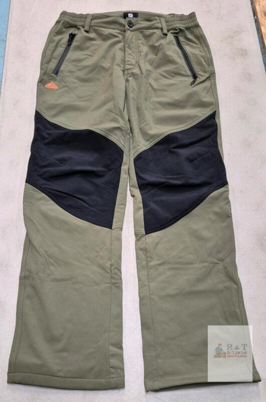 IGOLUMON Men's 32W x 32L Olive Green Tactical Pants with Reinforced Knees and Multiple Zippered Pockets