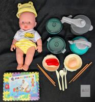 NEW Baby Doll with Frog Outfit, Play Kitchen Set, EVA Puzzle Mats, Tableware & Toy Food, 3+
