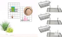 3 New Wall Grid Basket & Tray Display For Grid Panel Shelves / Accessories Wall Organizer for Home, Kitchen, Desk Storage Organizer,Black