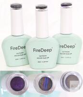 3 New FireDeep Gel Polish Set, UV/LED Soak-Off, 16ml : Pearl Purple, Coffee Bean & Cat's Eye Effect (With Magnet)