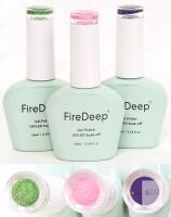 3 New FireDeep Gel Polish Set, UV/LED Soak-Off, 16ml : Pearl Pink & Purple, Glitter Green