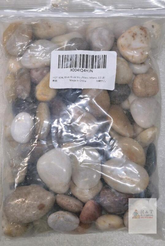 HOT SEAL River Rock Stones Fillers, Mixed Colors, 2.2 lb Bag, Polished,
