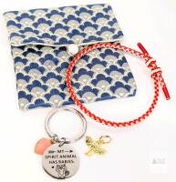 New "My Spirit Animal Has Rabies" Raccoon Keychain, Small Flying Key Charm & Adjustable Kumihimo-Style Woven Bracelet (O/S)
