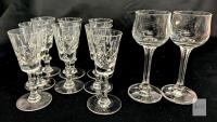 Mixed Cordial & Wine Glasses &ndash; Cut Crystal, Tall Stem Clear Glass, 4.25" - 5.2", No Chips or Cracks