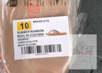 STQ Summer Rainbow Women's Flip-Flop Sandals US 10 Tan Multicolor EVA+TPR Slip-On