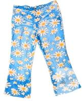 New Size 3XL Women's Wide Leg Groovy Daisy Print Pants With Belt Loops/Zipper (22" Waist Side-to-Side)