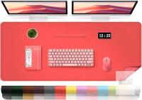 New Large Desk Pad, 47.2" x 17"'', Faux Leather and Suede, Non-Slip, Waterproof, Candy Red